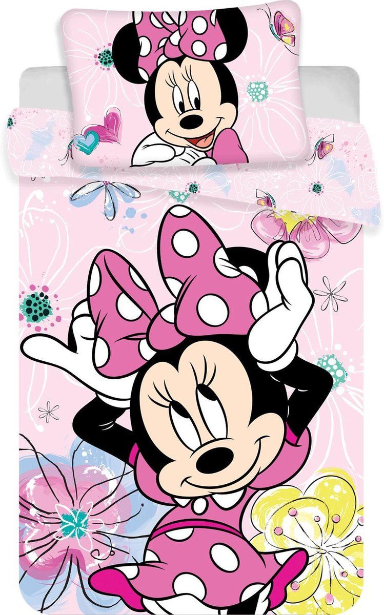 Disney Minnie Mouse BABY Dekbedovertrek Vlinder - 100 x 135 cm - Katoen - Roze