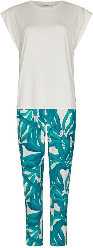 Pastunette Premium - Pyjama - Emerald Oasis - Viscose - Ecru/Turquoise - Maat 44