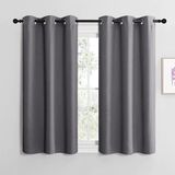 NICETOWN Ondoorzichtige korte gordijnen grijs set van 2 stuks H120 x B107 cm