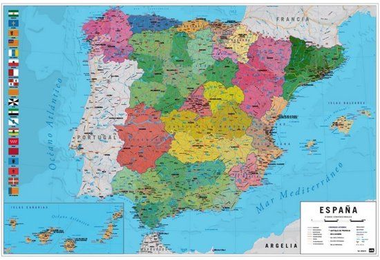 Grupo Your Decoration B.V. Poster Map Spain Physical Political 91,5x61cm