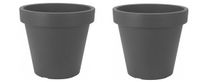 Merkloos Pro Garden Bloempot - 2x - antraciet - rond - D30 cm - kunststof - plantenpot - tuin buiten