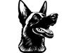 Woonfusion Muurdecoratie - Wanddecoratie - Dieren - Honden - Belgian Malinois - XL - 55x70cm - Zwart