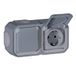 Legrand Dubbel stopcontact 16 A met geaard contact, Plexo, waterdicht IP55, oppervlaktemontage, grijs, 069742LE