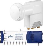Goobay SAT Multiswitch 05/08 + Quattro LNB SET TV set-top box Satelliet, Terrestrial Blauw, Wit