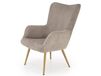Fauteuil lounge en velours de polyester côtelé gris avec accoudoirs