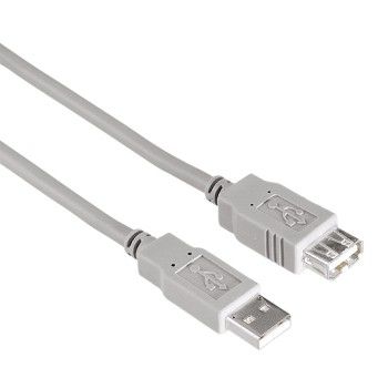 Hama 53726 USB-kabel - USB 2.0 - USB A - USB A - Male/Female - 2,5 m - Grijs