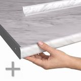 Vicco Keukenblok R-Line, Wit landelijk/Wit, 160 cm marmer werkblad