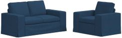 vidaXL Canapé 2 places Bleu Tissu
