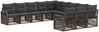 vidaXL Tuinbank Set 11-delig Grijs Polyrattan