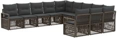 vidaXL Banc de jardin 11 pièces gris polyrattan