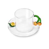 Ichendorf Milano mok met schotel en slak, fruit- en bloemencollectie, 30 cl, borosilicaatglas, handgemaakt