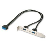 LINDY 33096 USB-kabel 0,4 m Zwart, Grijs