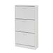 Baroni Home Schoenenrek, smal, ruimtebesparend, van melaminehout, 3 deuren met klep en dubbele diepte voor 18 paar, schoenenkast voor de ingang van het huis, wit, 24 x 63 x 120 cm