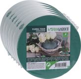 Pro Garden Steekschuim - 6x stuks - nat - rond - groen - D14 x H7 cm