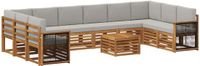 vidaXL - Acacia Hout Loungeset - Naturel en Lichtgrijs