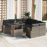 vidaXL Tuinbank Set 9 stuks Grijs Polyrattan