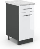 Vicco Fame-Line Keukenonderkast – 40 cm, WB Marmer Wit Hoogglans