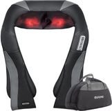 Auronic Coussin de massage shiatsu - Appareil de massage cervical électrique - Fonction de chaleur infrarouge - Nuque et épaule - Sac de transport inclus - Noir/Gris