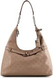 GUESS Ella Logo Hobo Schoudertas Beige Logo Taupe