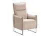 Fauteuil relax design en tissu beige piètement métal luge
