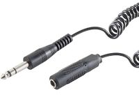 1aTTack.de 1x Zwarte spiraalvormige jackplug naar jack-aansluiting 6,3 mm audio-verlengkabel