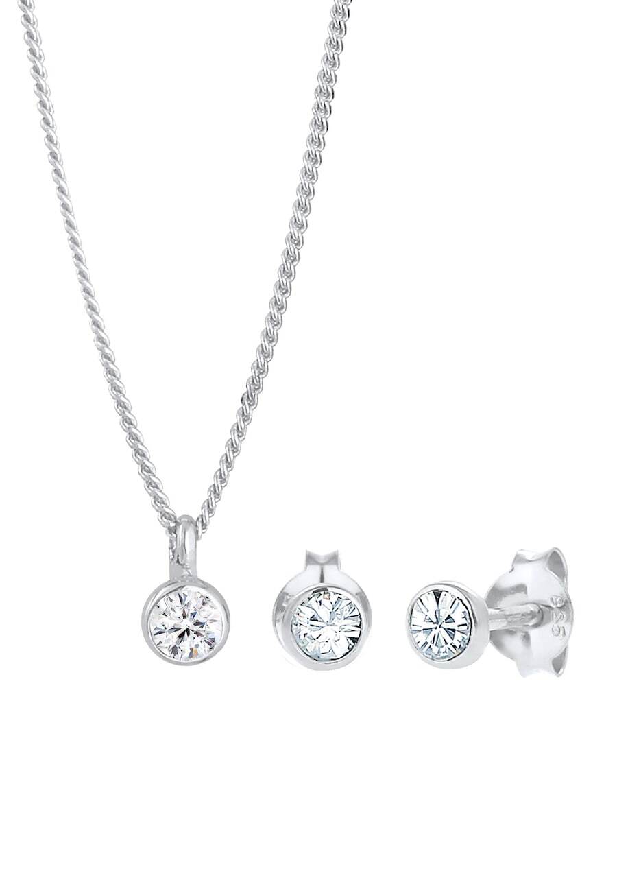 Elli Elli Elli Sieraden Set Dames Basis Eenzaam Hanger Set Oorbellen met Kristallen in 925 Sterling Zilver Sieraden sets