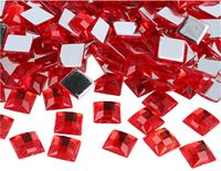 Decoratieve edelstenen van acryl, vierkant, 12 x 12 mm, ca. 500 stuks.