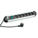 Bachmann PRIMO stekkerdoos 6x geaard contact, aluminium, met schakelaar, 1,75 m