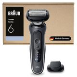 Braun Serie 6 Elektrisch scheerapparaat, tot 60 min, precisietrimmer-opzetstuk, draadloos, nat en droog scheermes voor mannen, 100% waterdicht, 62-G1200SI, grijs