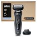 Braun Serie 6 Elektrisch scheerapparaat, tot 60 min, precisietrimmer-opzetstuk, draadloos, nat en droog scheermes voor mannen, 100% waterdicht, 62-G1200SI, grijs