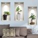 3D-muursticker, zelfklevend, 3D-effect, bonsai-planten, Azië-bonsai, muurtattoo, voor slaapkamer, volwassenen, 3D-muursticker, woonkamer, trompe-oog, 60 x 90 cm