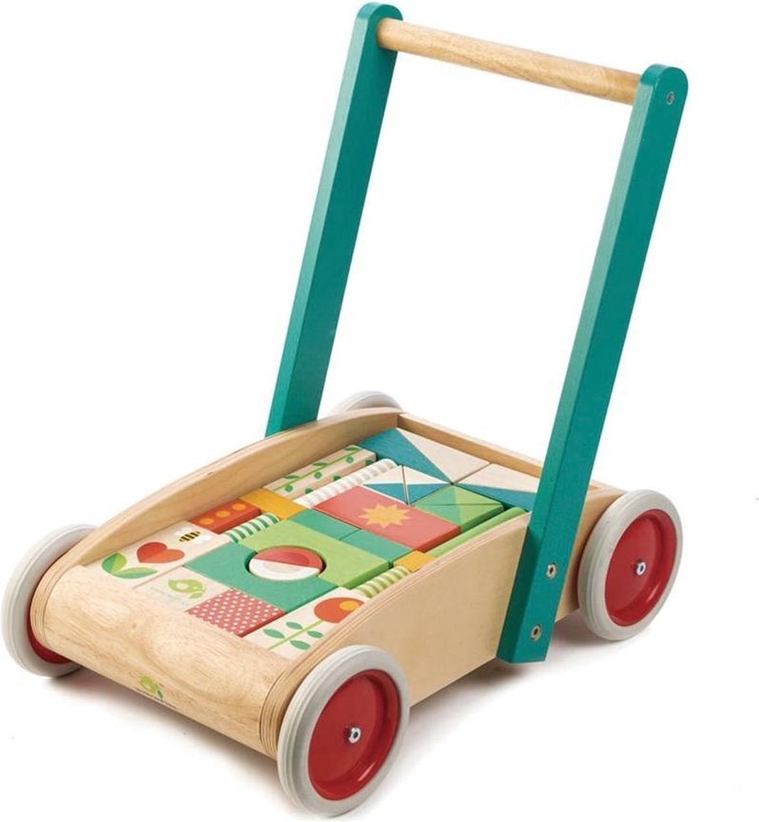 Tender Toys loopwagen hout junior 42 x 28 x 42 cm 30-delig