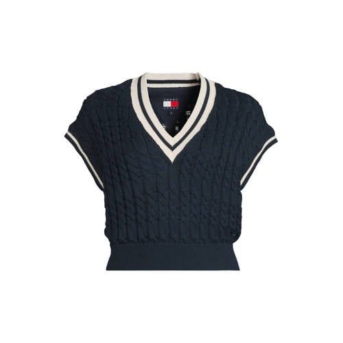 Tommy Jeans gebreide top met kabels - marineblauw