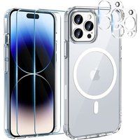 Phonillico® Case for iPhone 16 PRO MAX with 2 Tempered Glass Screen Protectors and 2 Camera Protectors - Integrated Magnetic Circle