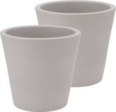 DK Design Bloempot/plantenpot - 2x - Vinci - lichtgrijs mat - voor kamerplant - D16 x H18 cm