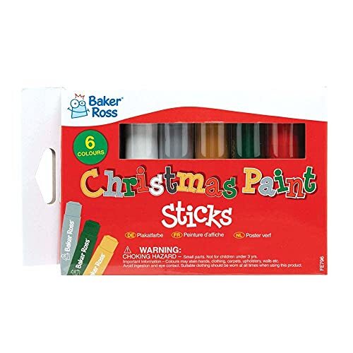 Baker Ross FE796 Kerstposter verfpennen - Pak van 6, Verfstiften, Verf Sticks voor Kinderen, Verfstiften voor Kinderen, Kunst- en Knutselbenodigdheden