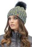 Vivisence Dames Wintermuts - Zachte Pompon Van Synthetische Vezels En Dubbelkleurig Breisel Met Antistatische Fleecevoering - Blijft Goed Zitten En Geeft Betrouwbare Warmte Voor Koude Winterdagen - Geel
