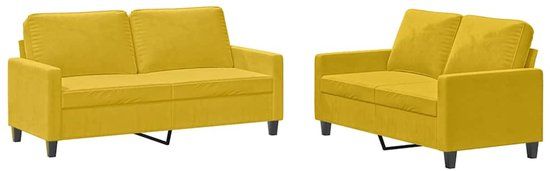 vidaXL 2-delige Loungeset met kussens fluweel geel