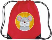 Bellatio Decorations Muizen rijgkoord rugtas / gymtas - rood - 11 liter - voor kinderen