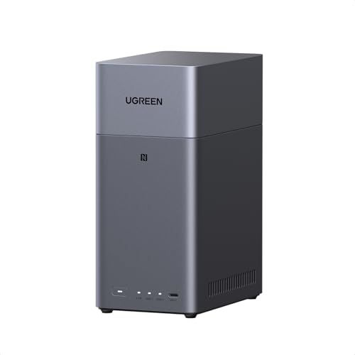 UGREEN NASync DH2300 2 Bay Desktop NAS, NFC Tap om te Verbinden, AI Fotoalbum, 4K Persoonlijke Videotheek, Gebruiksvriendelijk NAS-systeem met 1GbE-LAN en 4GB RAM (Schijfloos)