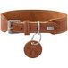 HUNTER Aalborg Extra brede halsband van zacht leer met elegante contrastnaden, cognac kleur, extra breed, Made in Germany, maat 55