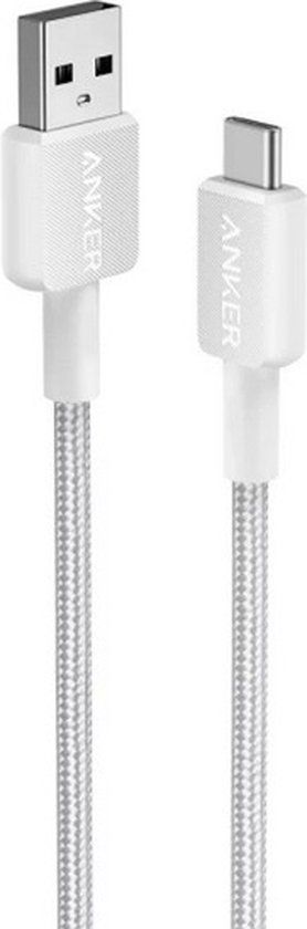 Anker 322 Gevlochten USB-A naar USB-C 15W Kabel 0.9M Wit