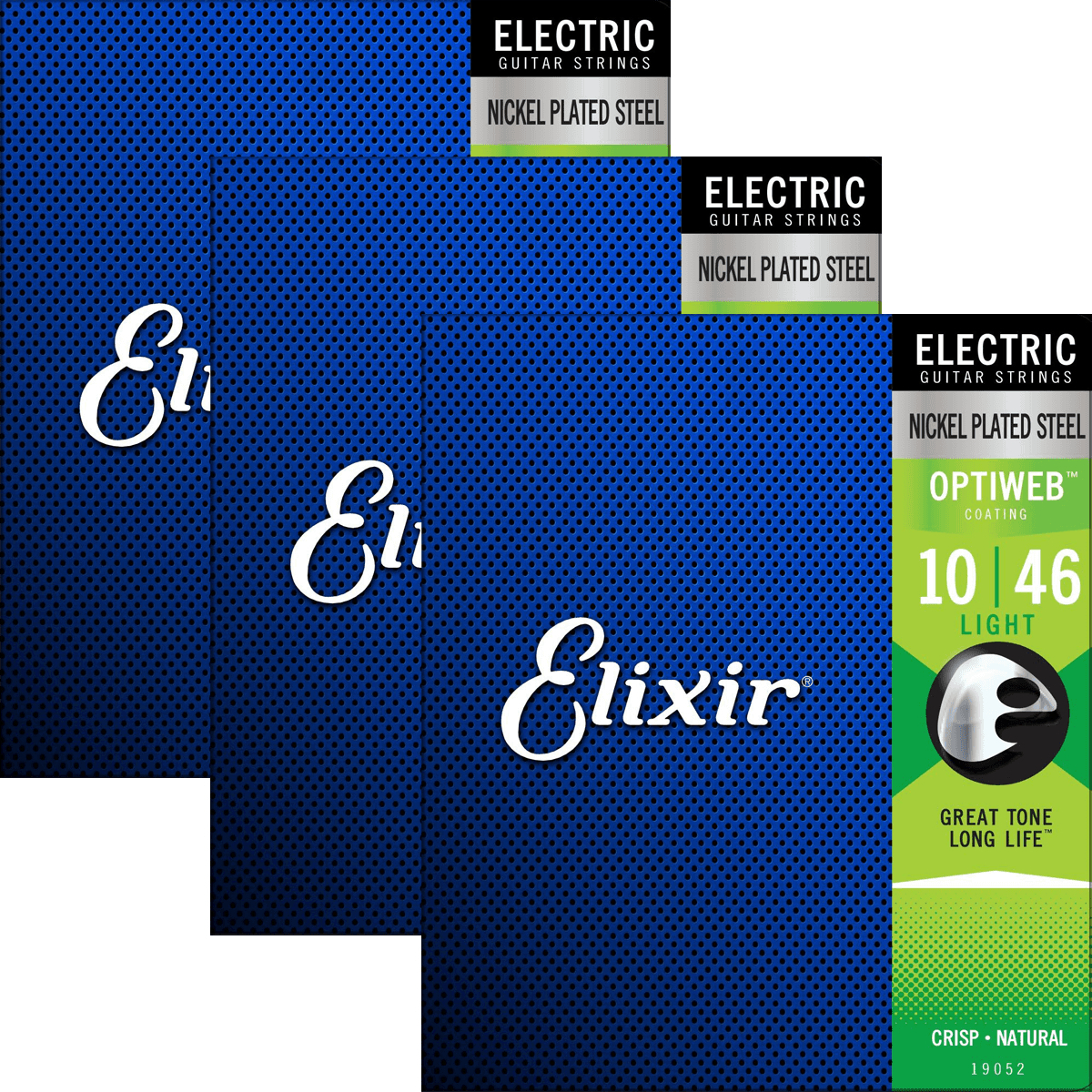 Elixir 16552 3-Pack Electric Optiweb Light 10-46 19052