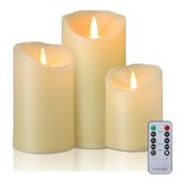 EXTSUD Led-kaarsen, flikkerende vlamloze kaars, bewegende vlam, kaarsen met afstandsbediening, 3 kaarsen met 24 uur timerfunctie, batterijkaars, bewegende vlam, slaapkamer, Valentijnsdag, decoratie
