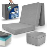 Merkloos Beautissu VS95 – Premium Opvouwbaar Matras L 80x200cm inkl. Hoes – Extra Dik 14 cm Traagschuim Vouwmatras H3 – Wasbar Eenvoudig – Transport – Grijs