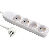 Electraline 51411, 4-voudige stekkerdoos, kabel 1,5 meter, schuko-stekker, wit