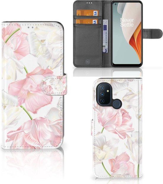 OnePlus Nord N100 Case - Wallet Book Case - Lovely Flowers - B2Ctelecom