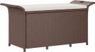 vidaXL Tuinbank met kussen - 116x46x57 cm - poly rattan - bruin