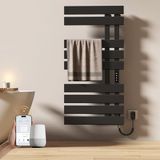 EMKE Elektrische badkamerverwarming, handdoekhouder, 500 x 1000 mm, wifi, intelligente handdoekradiator, elektrisch, voor Alexa en Google Home en app, zwart, 320 W