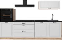 Vicco Complete keukeneenheid R-Line, Wit landelijk/Goudkleurig Eiken, 280 cm antraciet werkblad